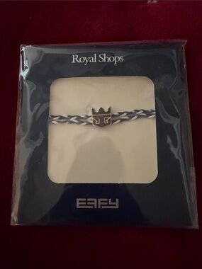 Effy Blue & White Braided Bracelet with Silver Crown Charm